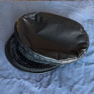 Leather biker cap